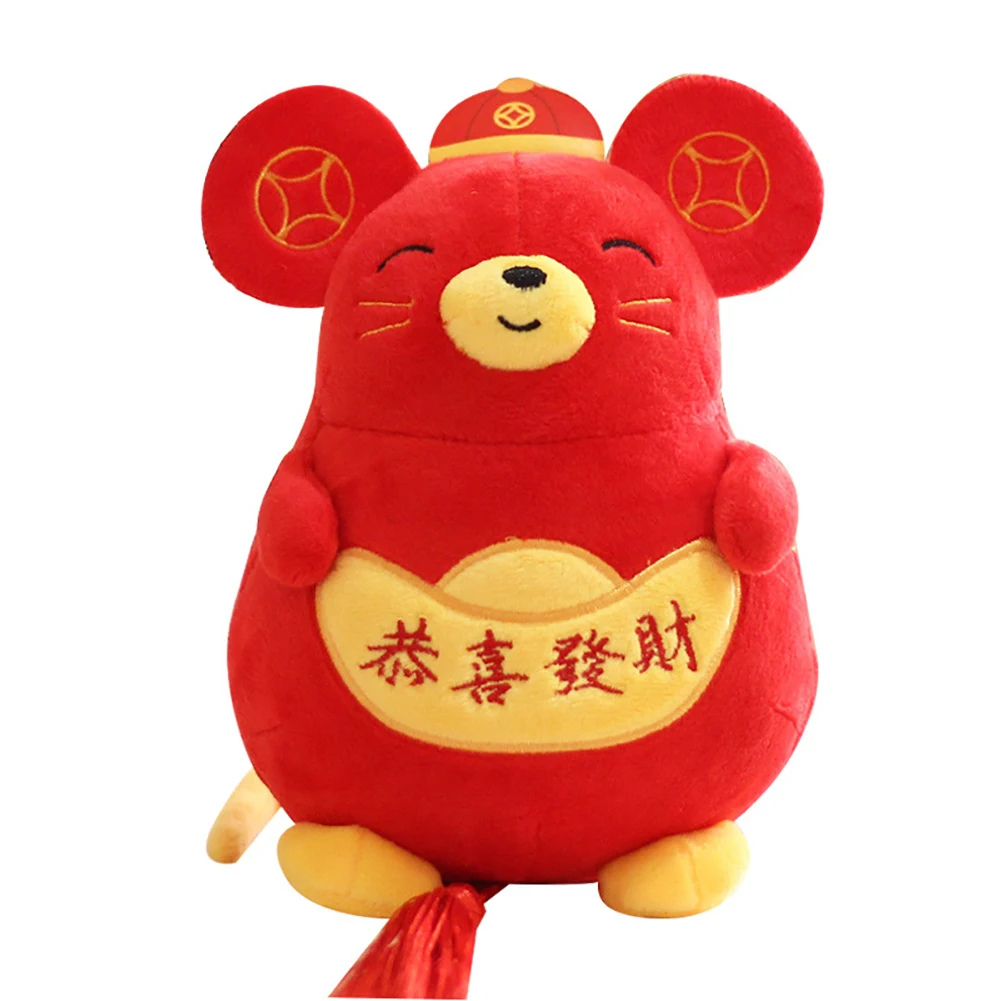 Китайский год красная крыса орнамент украшения год мыши фестиваль украшения на удачу плюшевый красный Талисман Чучело животное
