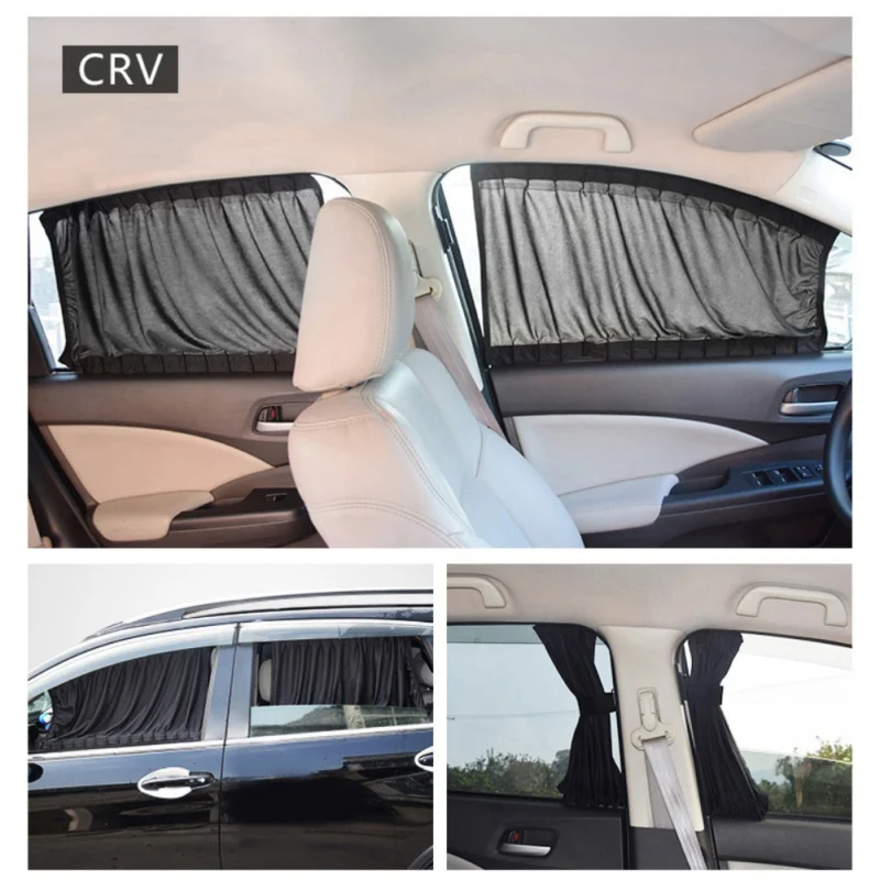 2Pcs General Application Car Rear Window Sun Shade Sunshade Blind Curtain Black Cloth For Baby And Family