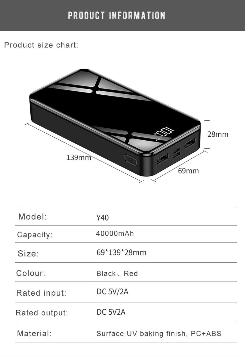 Внешний аккумулятор, 20000 мА/ч, портативное зарядное устройство для samsung Xiaomi Mi, мобильный внешний аккумулятор, внешний аккумулятор, 20000 мА/ч, повербанк