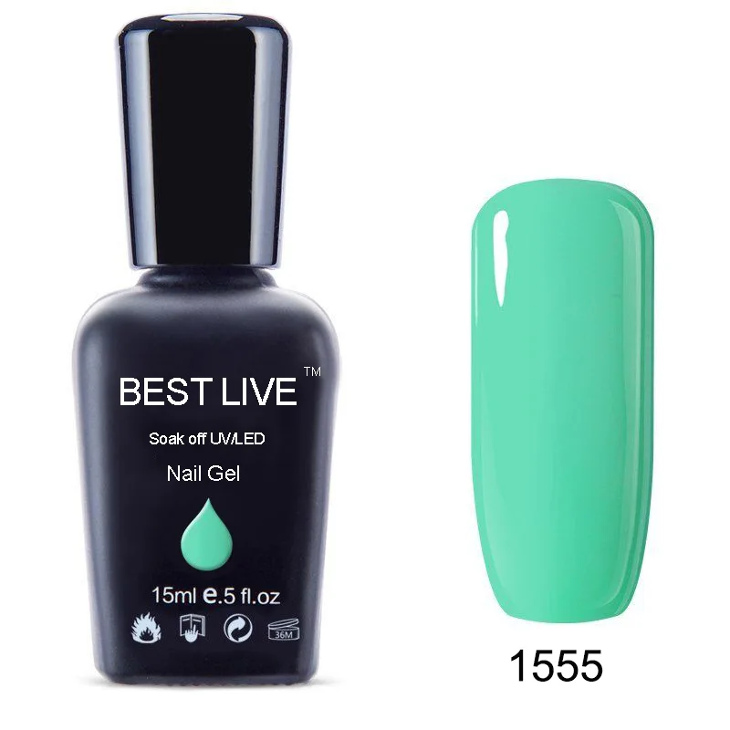 1555 BEST LIVE 15 мл УФ-гель для ногтей замачиваемый Светодиодный УФ-лак для ногтей УФ-гель для ногтей чистый цвет покрытие УФ-гель для ногтей Телесный и розовый#1546-40506 - Цвет: 1555