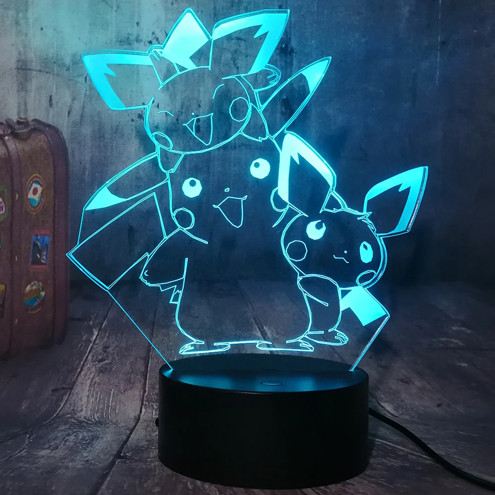 Очаровательная фигурка Пикачу Pokemon Go, 3D светодиодный Ночной светильник, детская настольная лампа для сна, декор для спальни, детские игрушки, рождественский подарок