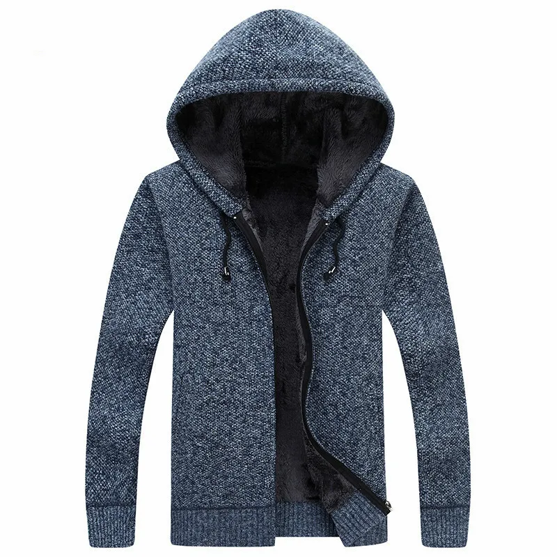 Winter Clothing Plus Velvet Thickening Hooded Sweater New Men Wool Sweaters Solid Male Cardigan Fashion Mens Coat MZM018 Winter Clothing Plus Velvet Thickening Hooded Sweater New Men Wool Sweaters Solid Male Cardigan Fashion Mens Coat MZM018