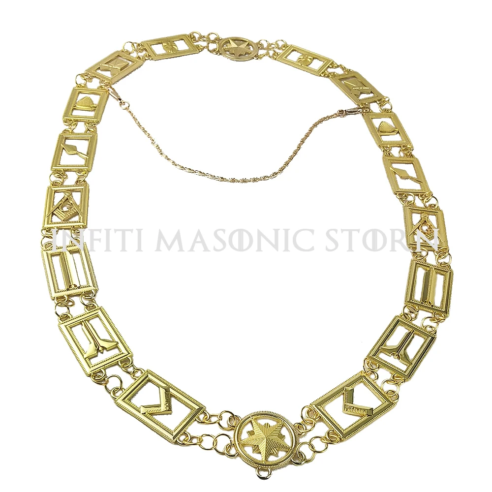 

YL GOLD Masonic Royal Logo Masonic Master Mason Gold Metal Collar Chain Master Collar Custom Masonic Cottage Blue Official