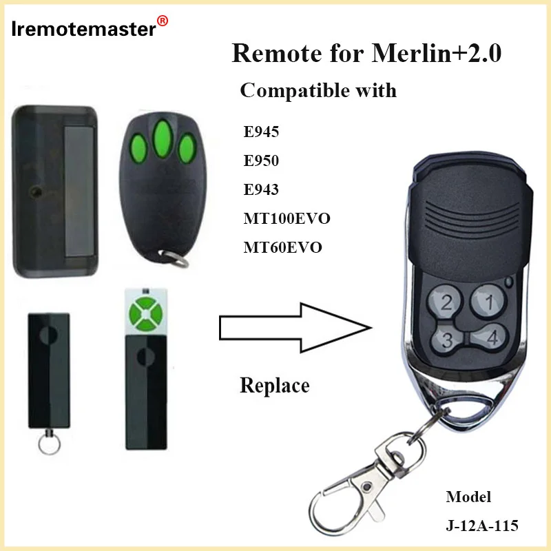 For merlin+ 2.0 E945 E950 E943 Garage Door Remote Control Replacement