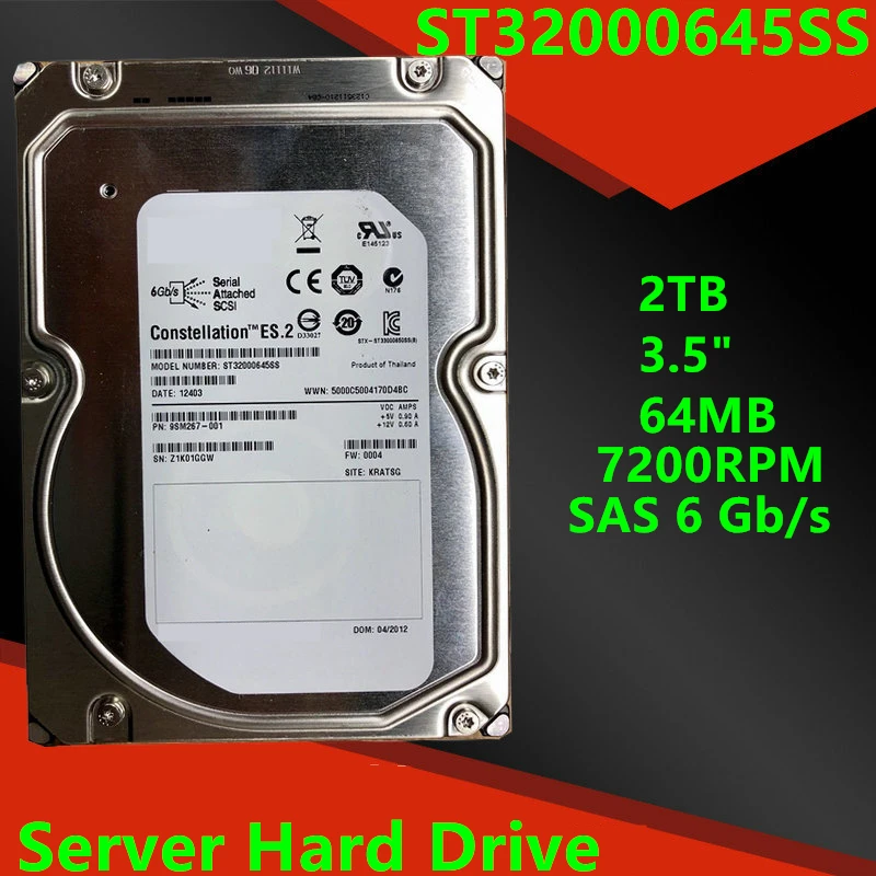 Новый оригинальный жесткий диск для Seagate 2 ТБ 3 5 дюйма 7200 об/мин 64 Мб SAS 6 внутренний