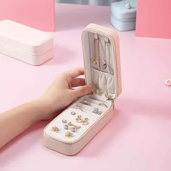 

Packaging Mini Portable Storage Organizer Gift Jewelry Box Minimalist For Necklaces Desktop Home Anti Scratch PU Leather Travel