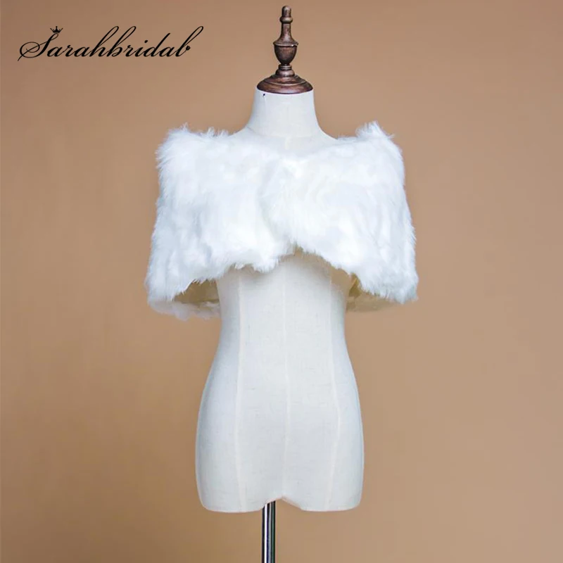 Дешевые белые женские свадебные куртки из искусственного меха, свадебные болеро, шали для формального платья, свадебные аксессуары 17009