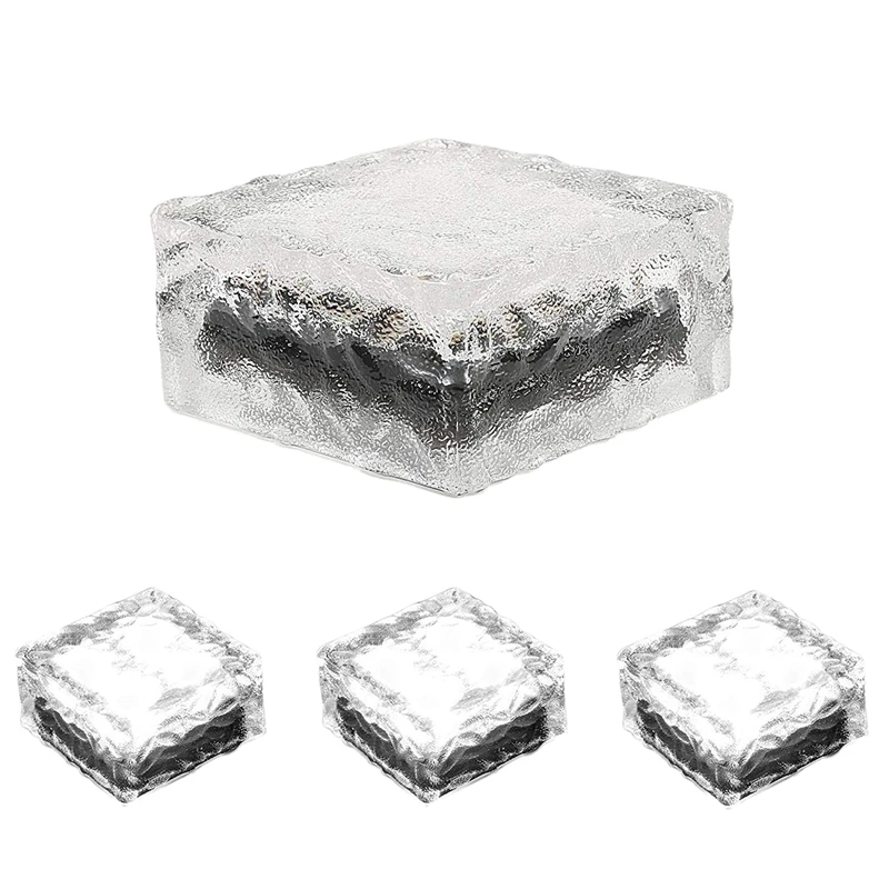 

Solar Brick Lights Frosted Glass Garden Landscape Path Light Set Of 4 3.94 inchX 3.94 inch