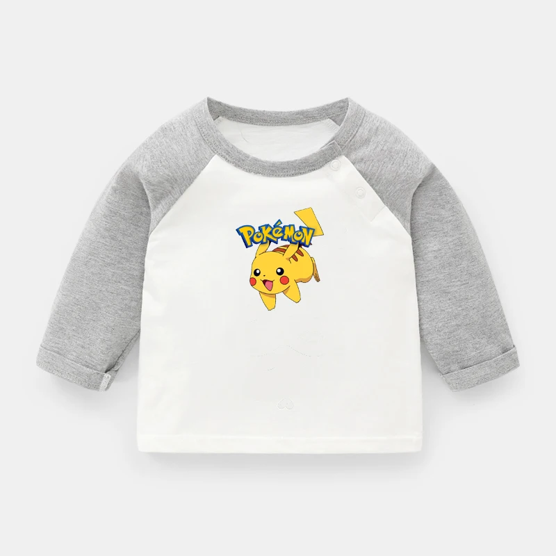 ieBabyYCG570C Футболки с рисунком покебол PIKACHU для новорожденных; футболки с длинными рукавами для малышей; Рождественский подарок - Цвет: ieBabyYCG570C