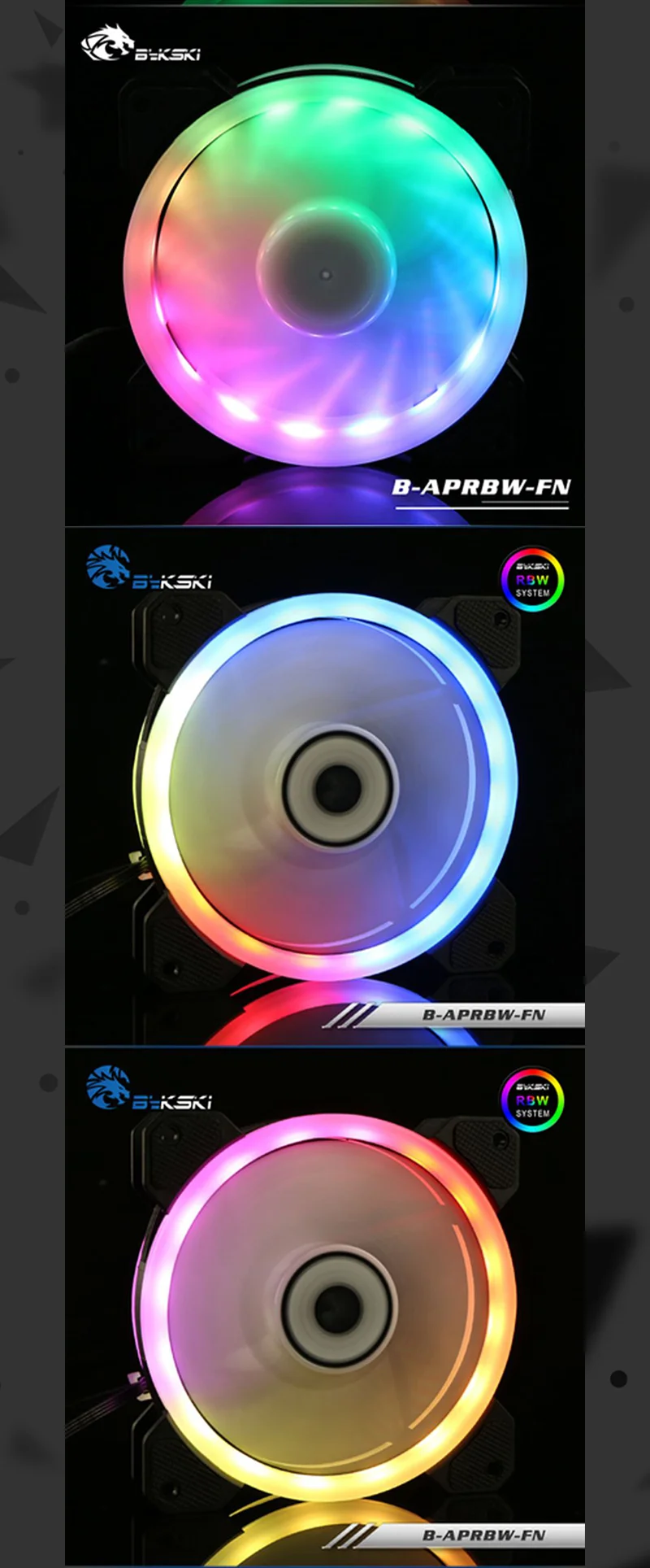 Bykski B-APRGB-FN, B-APRBW-FN Halo fan Symphony RGB, RBW 12 см 5 в 12 В светодиодный светильник меняющий цвет вентилятор водяного охлаждения компьютера Colin