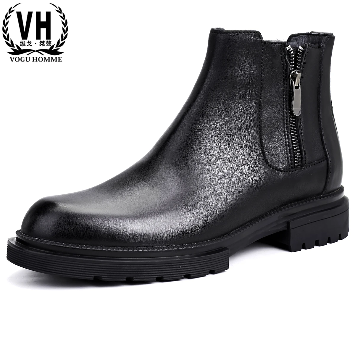 

autumn winter genuine leather Chelsea boots men high-top mens dress boots British retro men shoes cowhide steel toe boots