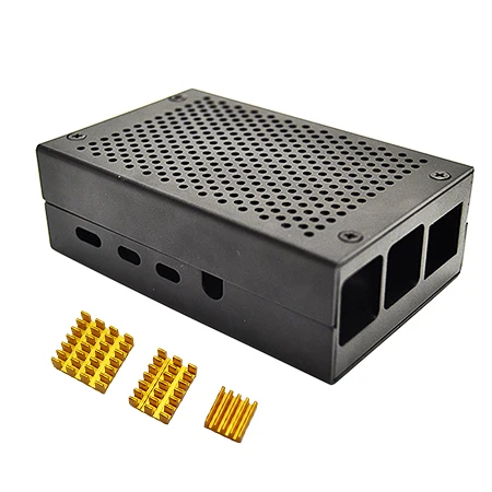 black case heatsink Raspberry pi 4B корпус из алюминиевого сплава металла с 3 шт. алюминиевый радиатор комплект для охлаждения кулер - Комплект: black case heatsink
