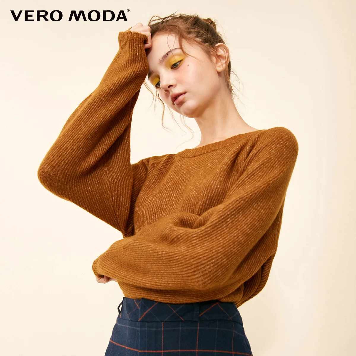 Vero Moda вязанные рукава реглан с вырезом на спине на шнуровке | 318313518 - Цвет: Burnt caramel mel.