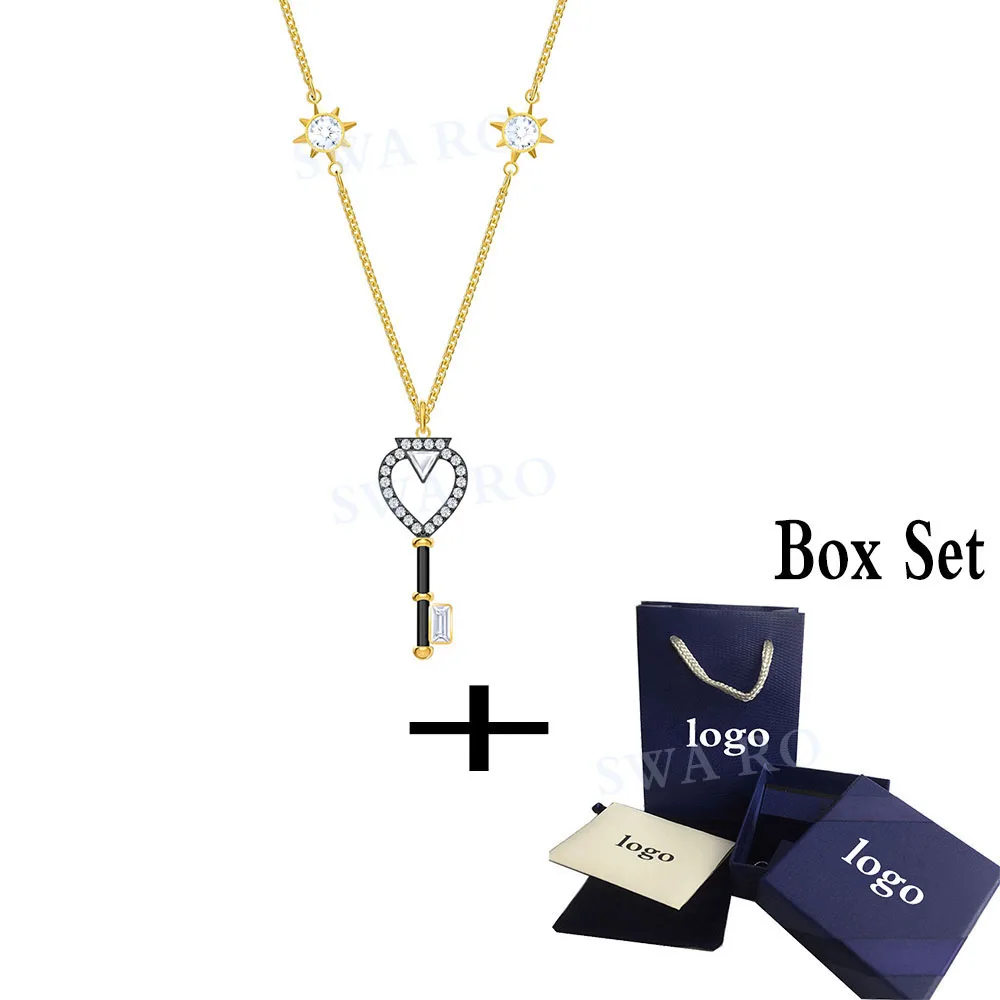 

SWA RO 2019 European Fashion New TAROT MAGIC Necklace Mysterious Symbols of the Tarot World Crystal Women Tarot Charm Necklace