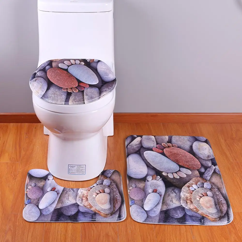 3 шт./компл. Набор ковриков для ванной комнаты коврик туалета фланелевый