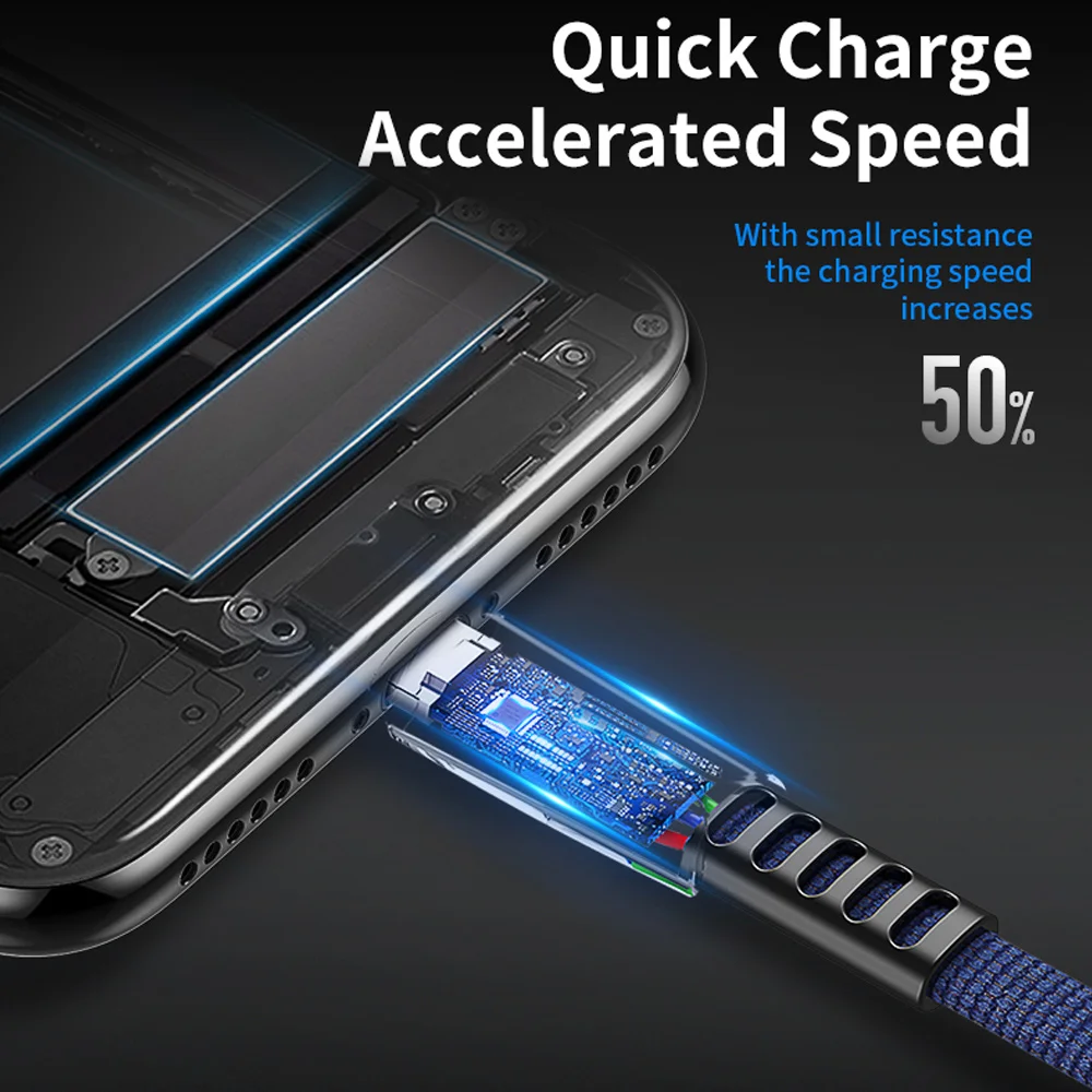ROCK светодиодный светильник usb type C кабель для samsung Xiaomi Redmi Note 7 8 10 проволока из цинкового сплава шнур USB-C зарядное устройство кабель usbc для мобильного телефона