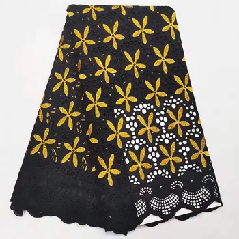 

tisus africains coton fabric swiss voile lace fabric black and gold nigerian lace fabric high quality african dry lace 5yard