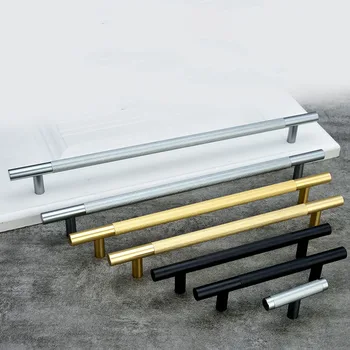 

Gold Textured Aluminum Cabinet Handle Black/Silver Solid Kitchen Cabinet Handles Furniture Door Handle Drawer Pulls