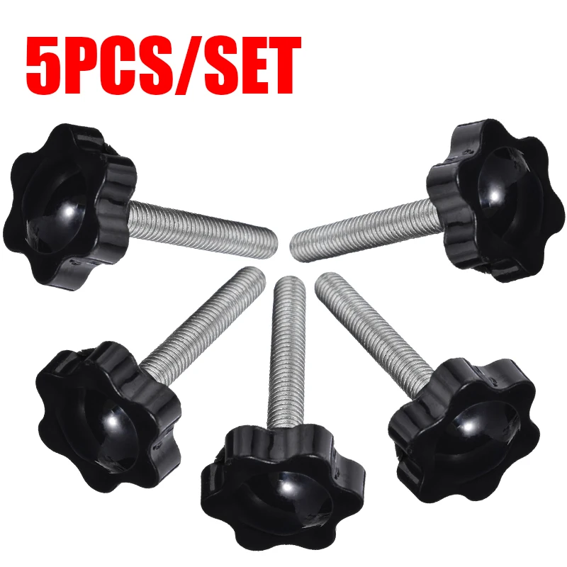 

5Pcs M6 Thread Star Shaped Head Thread Clamping Screw Bolt Knob Grip for Industry Equipment Plastic