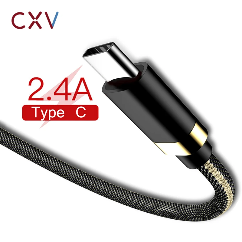 CXV 1 м Тип C кабель с разъемом usb-c для huawei P30 samsung S9 USB-C Быстрая зарядка данных шнур