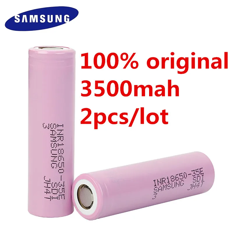 2 шт./лот samsung 3500mah INR 18650 батарея 3 6 V 13A для INR18650-35E Flattop перезаряжаемые литий-ионные