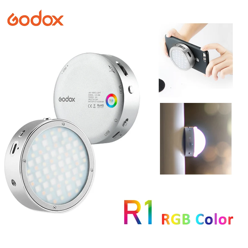 

Godox R1 RGB LED light Portable Mini Pocket Fill Light Magnetic Photography lighting Dimmable Photo Video light with scene effec