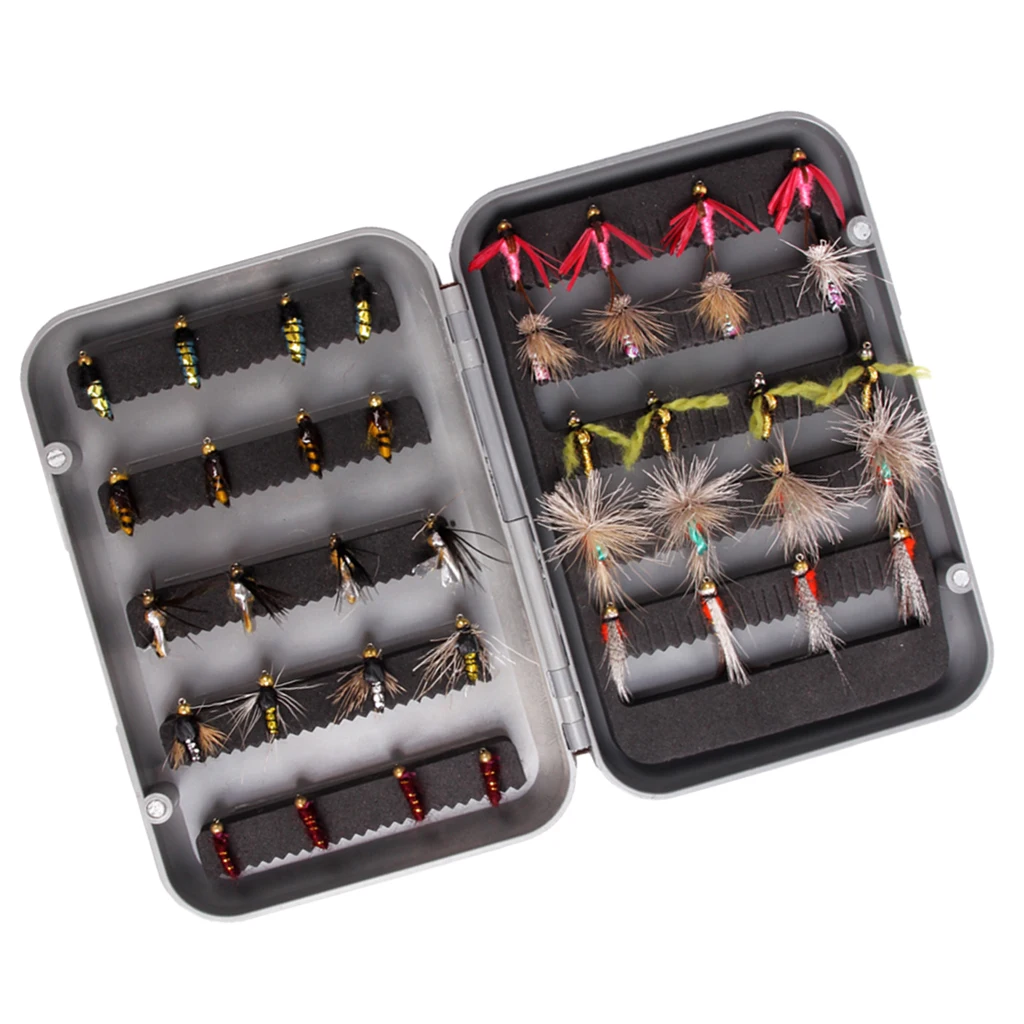 40pcs Different Style Fly Fishing Lures Flies Set Artificial Insect Bait Trout Fish Hooks