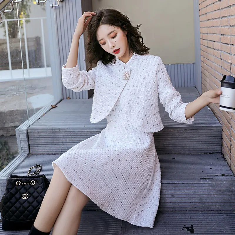 

Short-height Early Autumn WOMEN'S Suit-Style Short by Age Western Style Skirt 2019 New Style Woolen Two-Piece Set