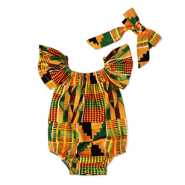 Eyon Dashiki  Dress  O' Neck + Printed Rompers  Headband - Image 6