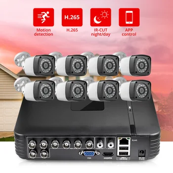 

FUERS 8CH DVR HD 4MP Camera 6in1 DVR H.265 Surveillance System Waterproof Outdoor Camera Security System Video CCTV P2P HDMI Kit