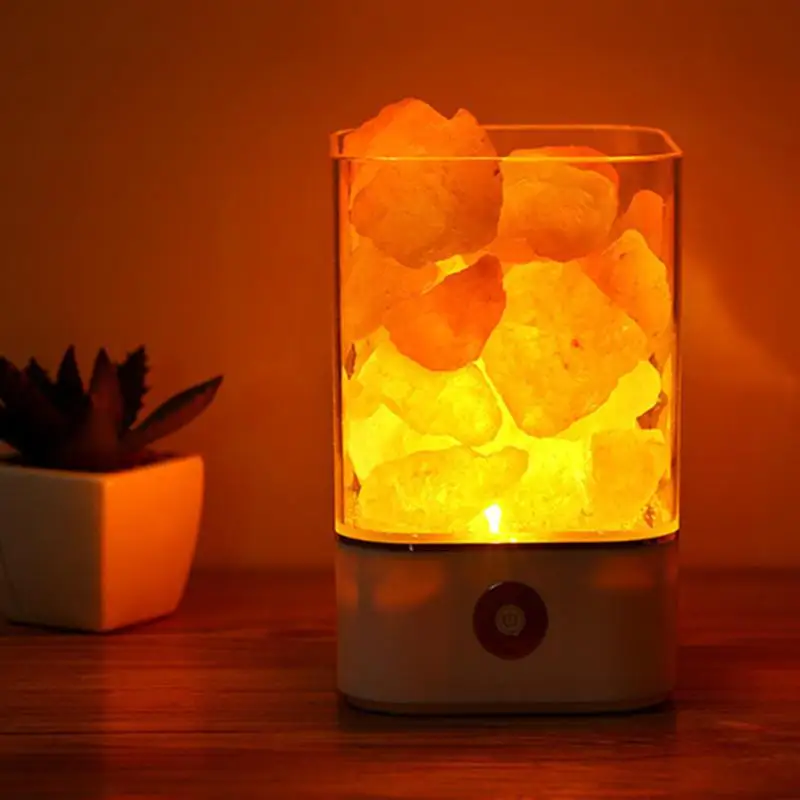 

Himalayan Crystal Salt Lamp USB Led UV Lamp Air Purifier Night Light Natural Anion Warm Light Table Bedroom Lava Lamp