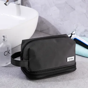 

Men's Cosmetic Bags Large Capacity Business Travel Portable Wet Dry Separate Black Simple Toiletry Organizer Wash Make Up Bags