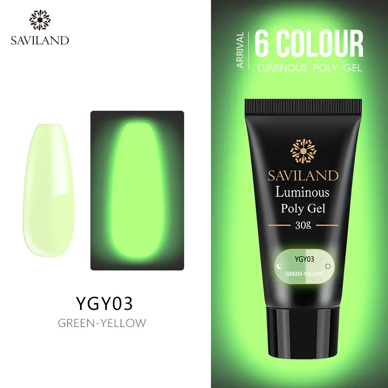 YGY03 SAVILAND светящиеся ногти в темноте поли гель Быстрый УФ строительный гель для полировки светящийся поли гель для ногтей наборы Гель-лак для маникюра Набор - Цвет: YGY03