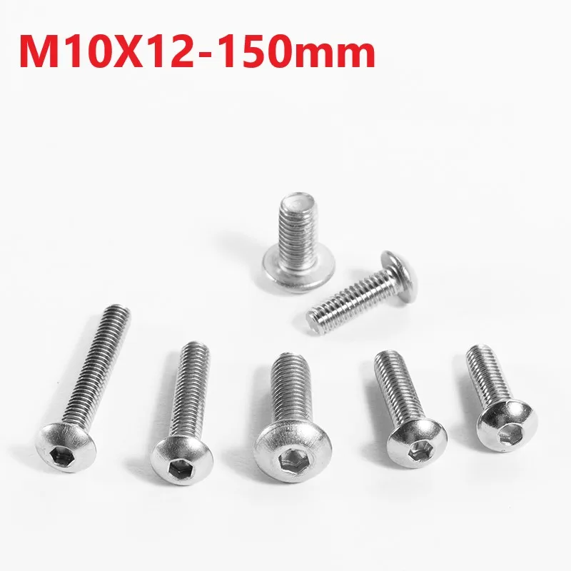 

10mm 304 Stainless Steel Hexagon Socket Pan Head Screws M10 x12 14 16 18 20 110 120 130 140 150mm Cup Head Heaxagon Socket Bolts