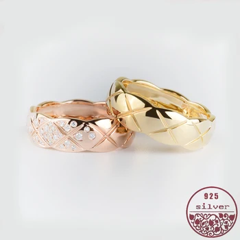 

Simple diamond-shaped rose, golden yellow, wide ring with diamond pattern finger rings in mainstream European and American style
