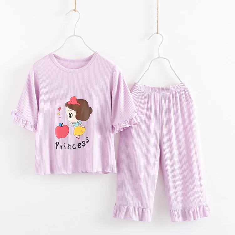 3-12 Yrs Kids Girls Pajamas Set Mermaid Pattern Modal Sleepwear Clothing Children Nightwear