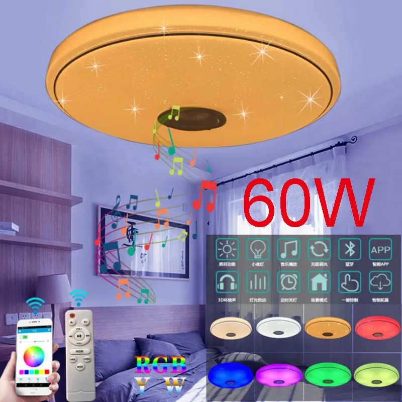 

LED Wireless Bluetooth Speaker Loundspeaker Player RGB Dimmable Ceiling Light Panel Lamp with APP + Remote Control For Bedroom