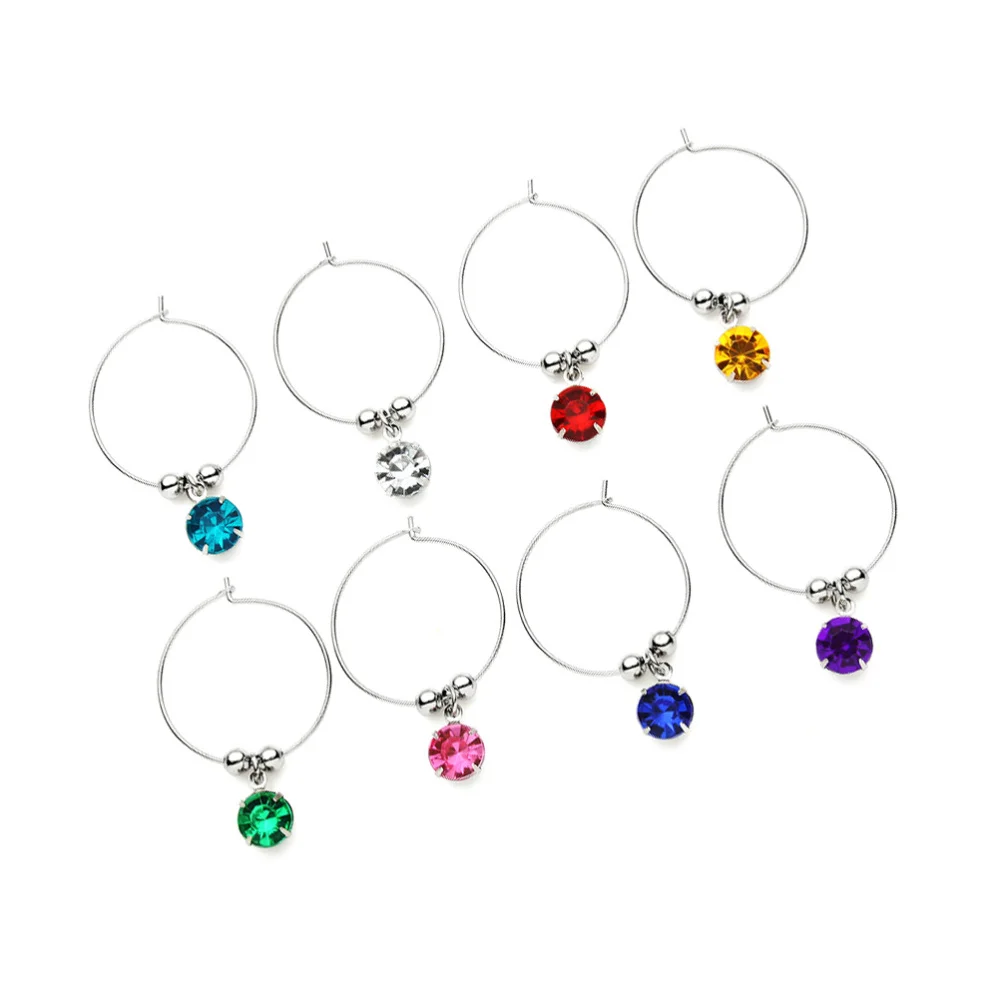 8 Pcs Wing Glass Hanging Ring Premium Rhinestone Pendant Colorful Decoration Party Family Gathering Accessory Creative