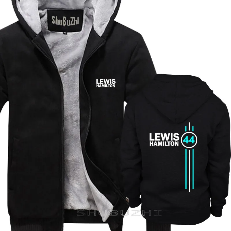Lewis Hamilton 44 Мужская Толстая куртка зима осень брендовый пуловер для мужчин хлопок мужской верх мужской модный топ толстовки sbz5334 - Цвет: thick black