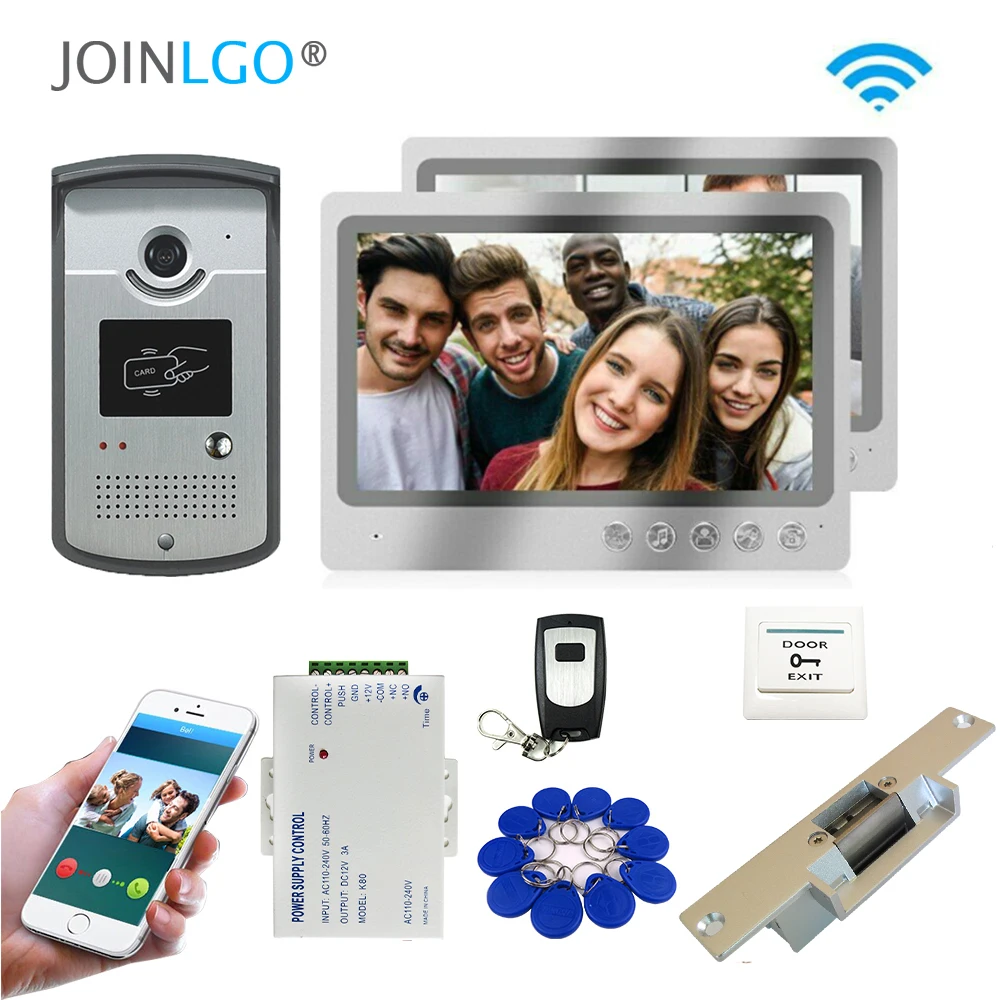 Wi Fi видеодомофон система записи телефонного звонка Удаленный просмотр разблокировка RFID камеры дверной