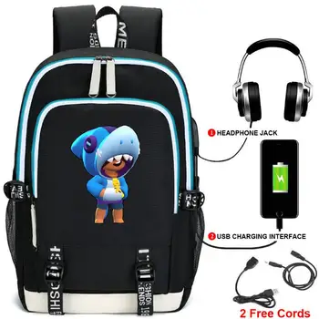 

Backpack Stars Leon Game Bag Travel Backpack USB Charging Backpack With Headphones Hole Student Bag