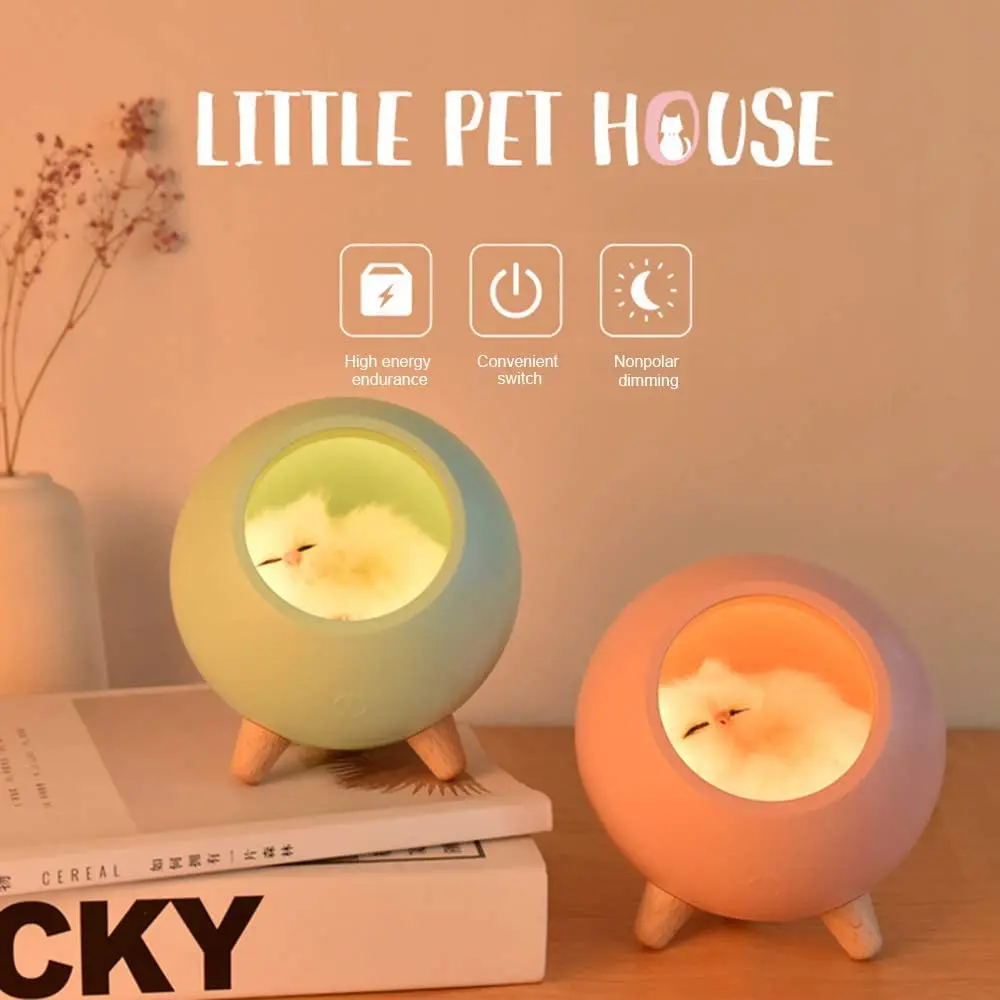 LED Night Light Bluetooth Speaker Cute Cat House Touch Dimming Baby Kids Bedside Sleep Lamps Bedroom Home Decor Holiday Gift | Лампы и