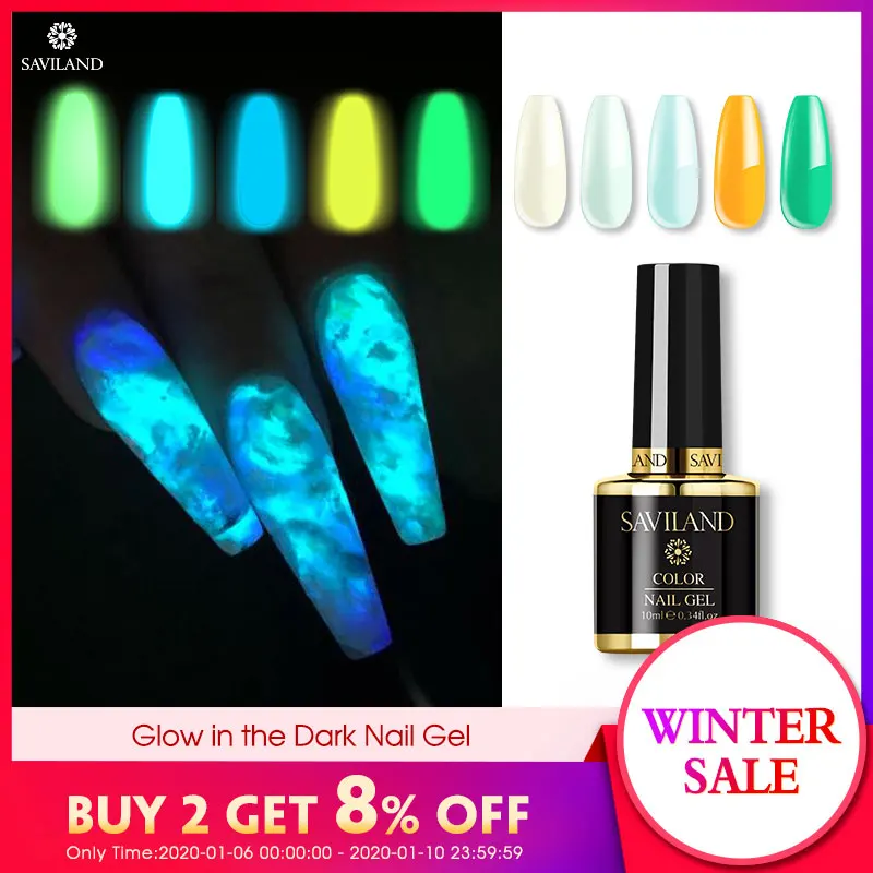 

SAVILAND Glow In The Dark Gel Nail Polish Fluorescent Summer UV Luminous Gel Varnish 10ml Primer Semi Permanent for Nails Art