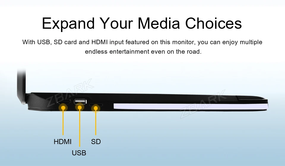 ZBARK 13,3 "1080 P видео HD цифровой TFT монитор широкий экран ультра-тонкий автомобильный проигрыватель на крыше YHRF133M