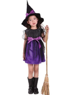Purple Платье на Хэллоуин для девочек; детская одежда для костюмированной вечеринки ведьмы; платье с тыквой; костюм Маленького принца; Детский костюм Vampirina; комплекты на Хэллоуин - Цвет: Purple