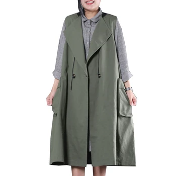 

QING MO Green Women Spring Vest 2020 Women Plus Size Loose Vest With Large Pockets Female Casual Solid Vest ZQY3036