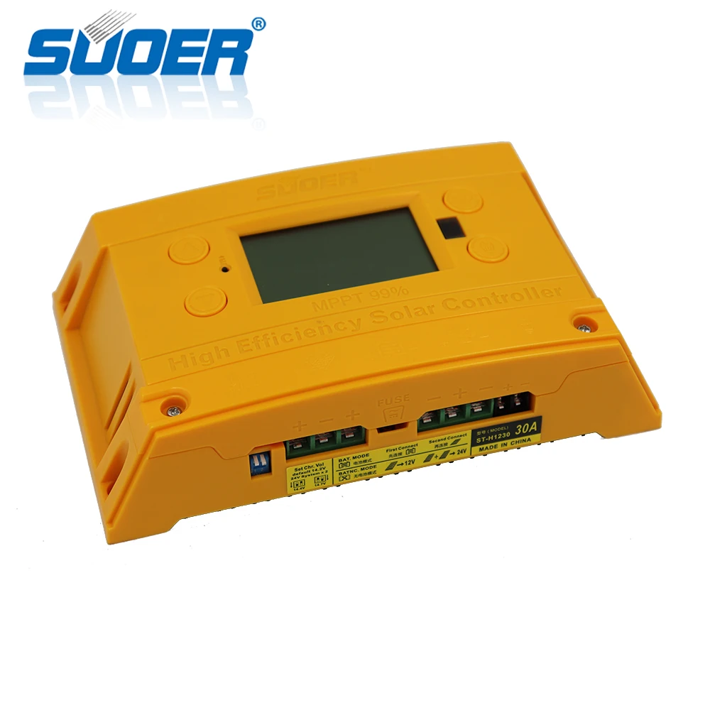 Suoer【MPPT Контроллер заряда 】 12 V/24 V адаптивный 30A со встроенным интерфейсом 5V 1A MPPT контроллер солнечного зарядного устройства(ST-H1230
