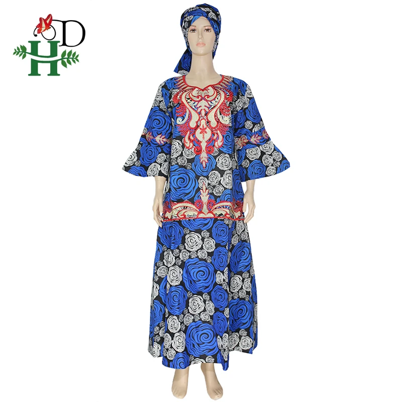 H&D ropa mujer размера плюс африканская Анкара платья для женщин Воск Принт батик Макси платье традиционная вышивка Vetement Femme