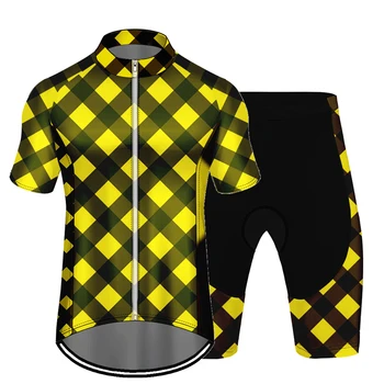 

3D Men's Cycling Jersey Short Sleeve Shorts Set Fashion Hip-Hop Harajuku Stripes Quick-Dry Elastic Breathable Fitness Leisure