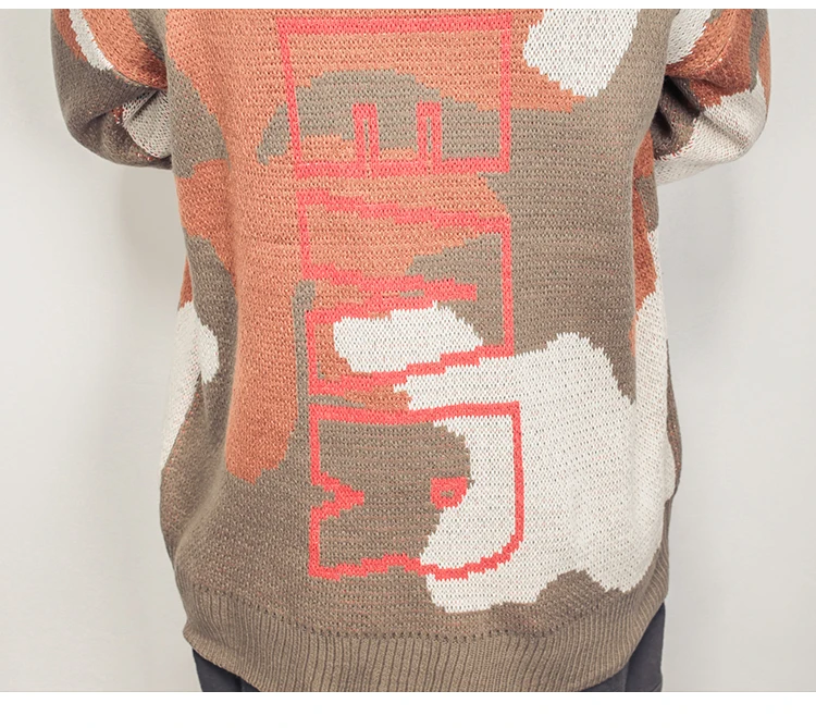 Зимние осенние мужские теплые мягкие камуфляжные негабаритные трикотажные свитера высокого качества свободные хлопковые Повседневные пуловеры с круглым вырезом свитер 5XL